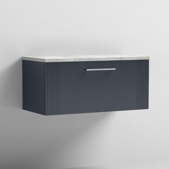 Nuie Deco Wall Hung 1-Drawer Vanity Unit with Bellato Grey Worktop 800mm Wide - Satin Anthracite