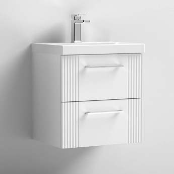 Nuie Deco Wall Hung 2-Drawer Vanity Unit with Basin-3 500mm Wide - Satin White