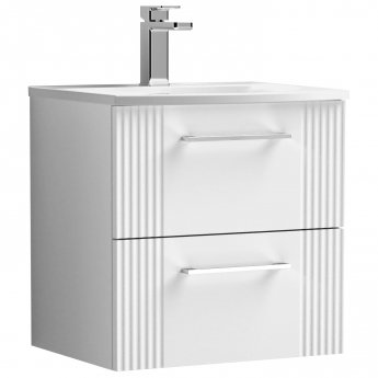 Nuie Deco Wall Hung 2-Drawer Vanity Unit with Basin-4 500mm Wide - Satin White