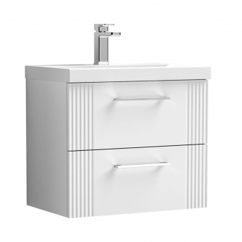 Nuie Deco Wall Hung 2-Drawer Vanity Unit with Basin-1 600mm Wide - Satin White