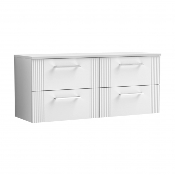 Nuie Deco Wall Hung 4-Drawer Vanity Unit with Worktop 1200mm Wide - Satin White