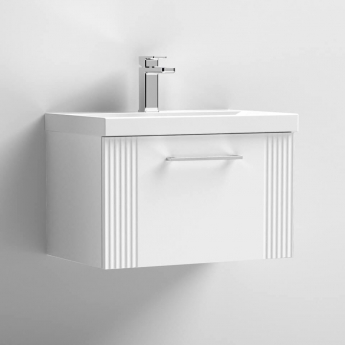 Nuie Deco Wall Hung 1-Drawer Vanity Unit with Basin-1 600mm Wide - Satin White