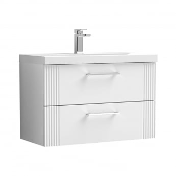 Nuie Deco Wall Hung 2-Drawer Vanity Unit with Basin-1 800mm Wide - Satin White