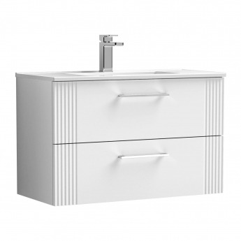 Nuie Deco Wall Hung 2-Drawer Vanity Unit with Basin-4 800mm Wide - Satin White