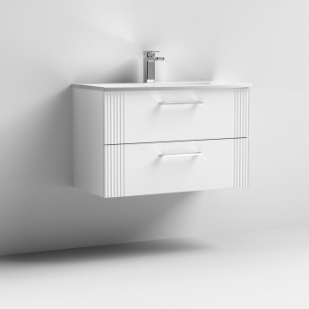 Nuie Deco Wall Hung 2-Drawer Vanity Unit with Basin-4 800mm Wide - Satin White