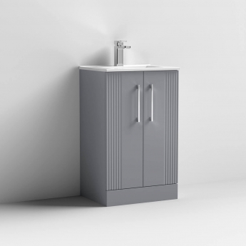 Nuie Deco Floor Standing 2-Door Vanity Unit with Basin-2 500mm Wide - Satin Grey