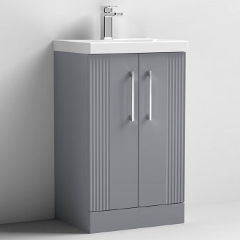 Nuie Deco Floor Standing 2-Door Vanity Unit with Basin-3 500mm Wide - Satin Grey