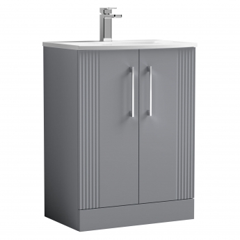 Nuie Deco Floor Standing 2-Door Vanity Unit with Basin-4 600mm Wide - Satin Grey