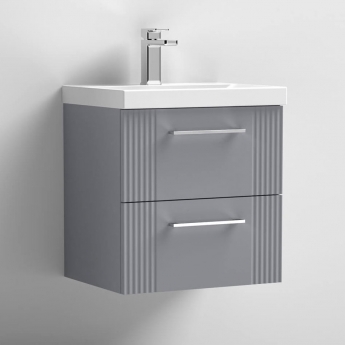 Nuie Deco Wall Hung 2-Drawer Vanity Unit with Basin-1 500mm Wide - Satin Grey