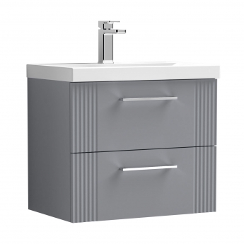 Nuie Deco Wall Hung 2-Drawer Vanity Unit with Basin-1 600mm Wide - Satin Grey