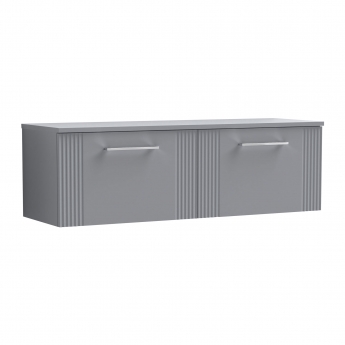 Nuie Deco Wall Hung 2-Drawer Vanity Unit with Worktop 1200mm Wide - Satin Grey