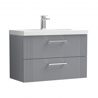 Nuie Deco Wall Hung 2-Drawer Vanity Unit with Basin-3 800mm Wide - Satin Grey