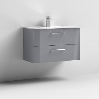 Nuie Deco Wall Hung 2-Drawer Vanity Unit with Basin-2 800mm Wide - Satin Grey