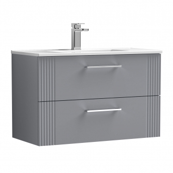 Nuie Deco Wall Hung 2-Drawer Vanity Unit with Basin-2 800mm Wide - Satin Grey