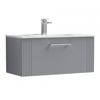 Nuie Deco Wall Hung 1-Drawer Vanity Unit with Basin-4 800mm Wide - Satin Grey