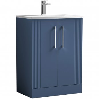 Nuie Deco Floor Standing 2-Door Vanity Unit with Basin-4 600mm Wide - Satin Blue