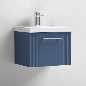 Nuie Deco Wall Hung 1-Drawer Vanity Unit with Basin-3 500mm Wide - Satin Blue