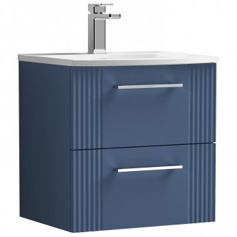 Nuie Deco Wall Hung 2-Drawer Vanity Unit with Basin-4 500mm Wide - Satin Blue