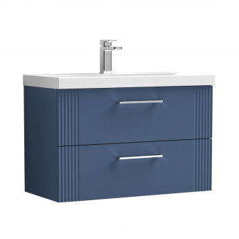 Nuie Deco Wall Hung 2-Drawer Vanity Unit with Basin-3 800mm Wide - Satin Blue