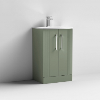 Nuie Deco Floor Standing 2-Door Vanity Unit with Basin-4 500mm Wide - Satin Green