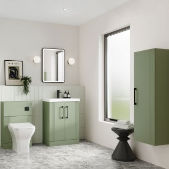 Nuie Deco Floor Standing 2-Door Vanity Unit with Basin-3 600mm Wide - Satin Green