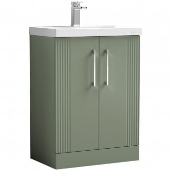 Nuie Deco Floor Standing 2-Door Vanity Unit with Basin-3 600mm Wide - Satin Green