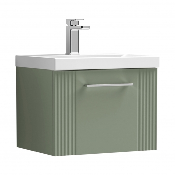 Nuie Deco Wall Hung 1-Drawer Vanity Unit with Basin-3 500mm Wide - Satin Green