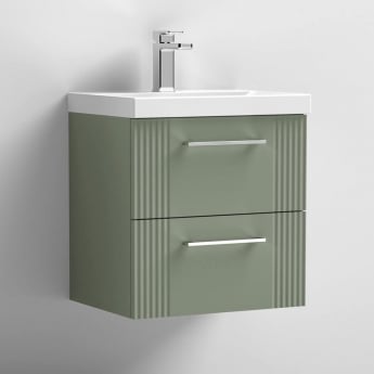 Nuie Deco Wall Hung 2-Drawer Vanity Unit with Basin-3 500mm Wide - Satin Green