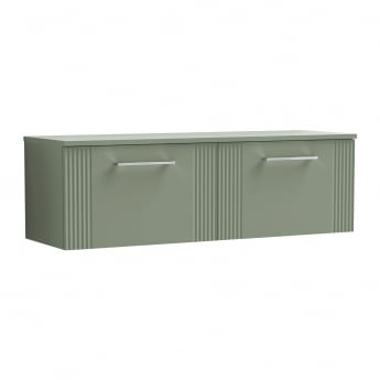 Nuie Deco Wall Hung 2-Drawer Vanity Unit with Worktop 1200mm Wide - Satin Green