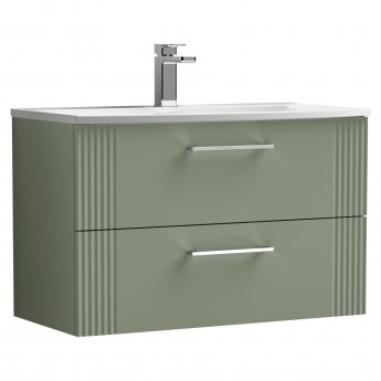 Nuie Deco Wall Hung 2-Drawer Vanity Unit with Basin-4 800mm Wide - Satin Green