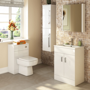 Nuie Eden Floor Standing 2-Door Vanity Unit with Basin-2 600mm Wide - Gloss White