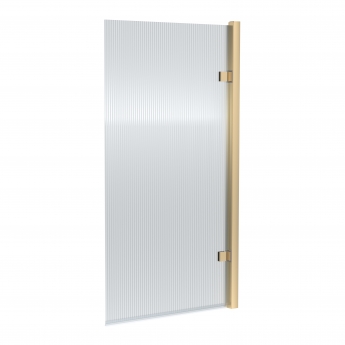 Nuie Brushed Brass Square Hinged Fluted Bath Screen 1520mm H x 830mm W - 8mm Glass