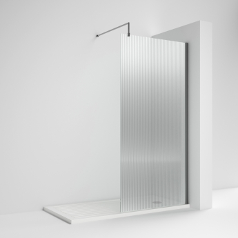 Nuie Fluted Brushed Pewter Wet Room Glass Shower Screen