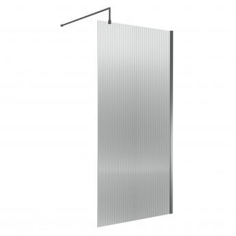 Nuie Fluted Brushed Pewter Wet Room Glass Shower Screen