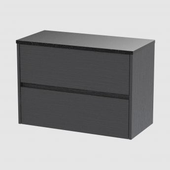 Havana Wall Hung 2-Drawer Vanity Unit with Sparkling Black Worktop 800mm Wide - Graphite Grey