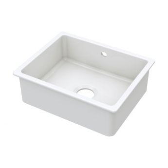 Nuie Undermount Kitchen Sink 1.0 Bowl with Overflow and Central Waste 548mm L x 442mm W - White