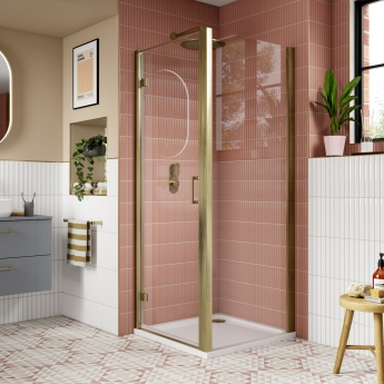 Lucie Brushed Brass 8mm Hinged Shower Door