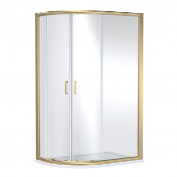 Lucie Brushed Brass Offset Quadrant Shower Enclosure 1200mm x 800mm - 8mm Glass