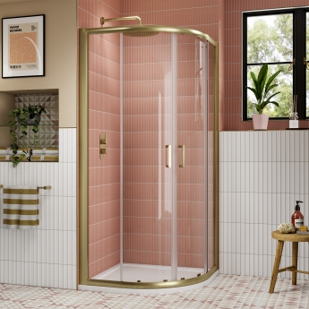 Lucie Brushed Brass 8mm Quadrant Shower Enclosure