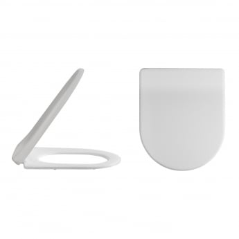 Nuie Luxury D-Shaped Thermoplastic Toilet Seat with Soft Close Hinge - White