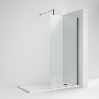 Nuie Minimal Brushed Pewter Wet Room Glass Shower Screen