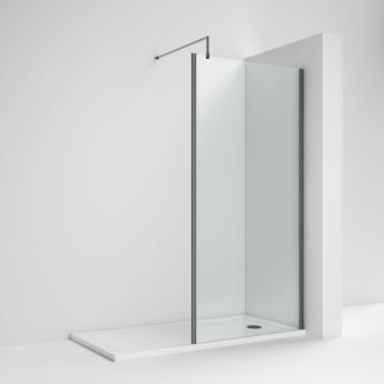 Nuie Outer Frame Brushed Pewter Wet Room Glass Shower Screen