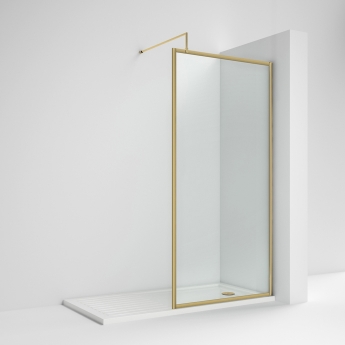 Nuie Full Outer Frame Brushed Brass 1850mm Wet Room Glass Shower Screen