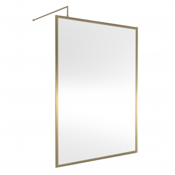 Nuie Full Outer Frame Brushed Brass 1850mm Wet Room Glass Shower Screen