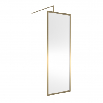 Nuie Full Outer Frame Brushed Brass 1850mm Wet Room Glass Shower Screen