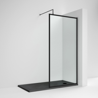 Nuie Full Outer Frame Black 1850mm Wet Room Glass Shower Screen