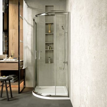 Nuie Pearlstone Offset Quadrant Right Handed Shower Tray 1200mm x 900mm - White