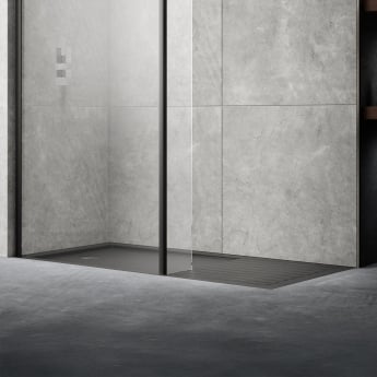 Nuie Pearlstone Grey Slate Effect Rectangular Walk-In Shower Tray 1400mm x 900mm