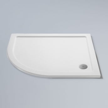 Pearlstone Slip-Resistant White 40mm Offset Quadrant Shower Tray