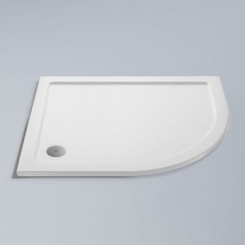 Pearlstone Slip-Resistant White 40mm Offset Quadrant Shower Tray